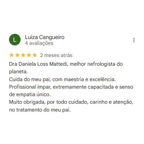 Avaliação de cliente da Dra. Daniela Mattedi
