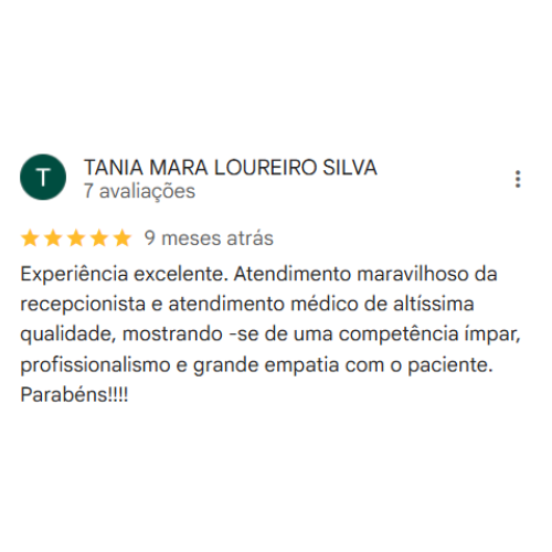 Avaliação de cliente da Dra. Daniela Mattedi