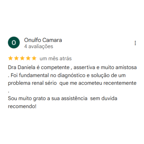 Avaliação de cliente da Dra. Daniela Mattedi